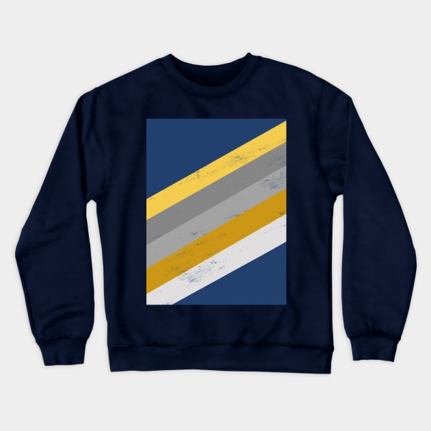 Mustard, Ochre, Yellow, Grey and Blue Stripes Crewneck Sweatshirt by OneThreeSix